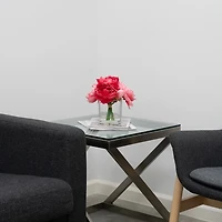 Pink Peony Arrangement in Handblown Glass Vase