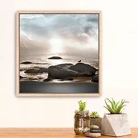 Blue Sea Sunset III Framed Canvas Art Print
