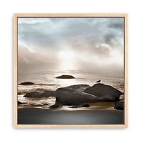 Blue Sea Sunset III Framed Canvas Art Print