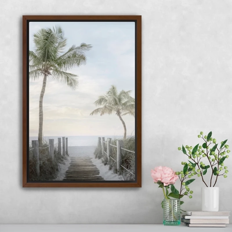 Palm Walk Framed Canvas Art Print