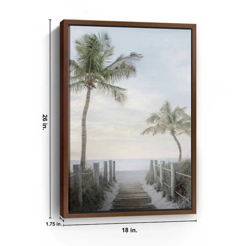 Palm Walk Framed Canvas Art Print