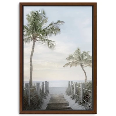 Palm Walk Framed Canvas Art Print