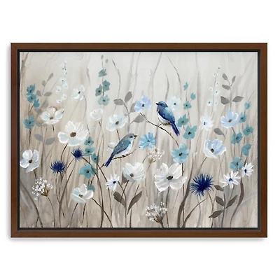 Bluebirds in Spring Framed Canvas Art Print