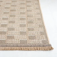 Natural Contemporary Checkered Area Rug