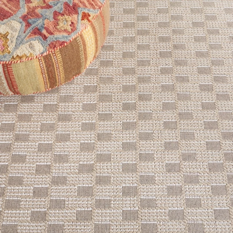 Natural Contemporary Checkered Area Rug