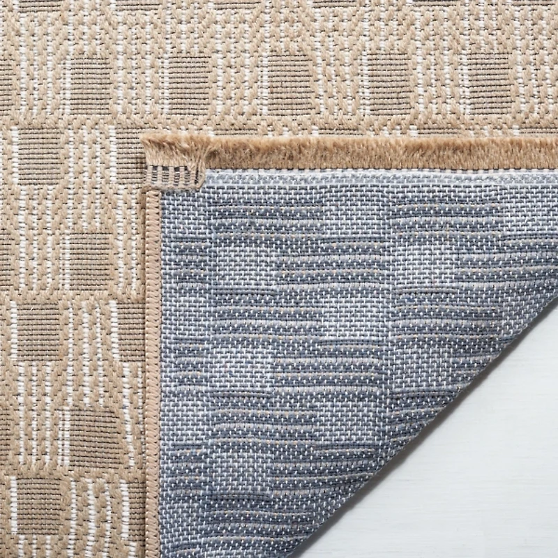 Natural Contemporary Checkered Area Rug