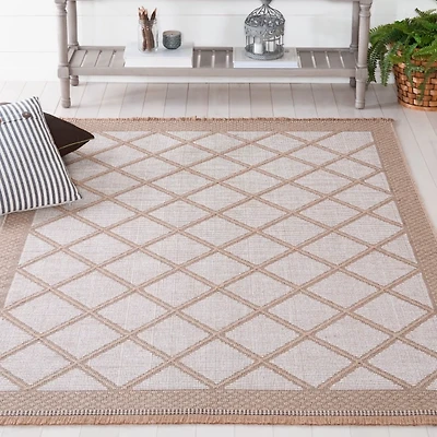 Ivory and Natural Lattice Area Rug