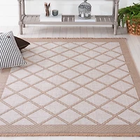 Ivory and Natural Lattice Area Rug