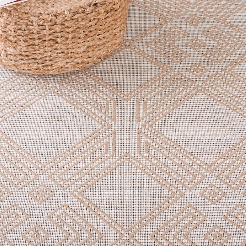 Ivory and Tan Jannica Geometric Area Rug