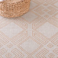 Ivory and Tan Jannica Geometric Area Rug
