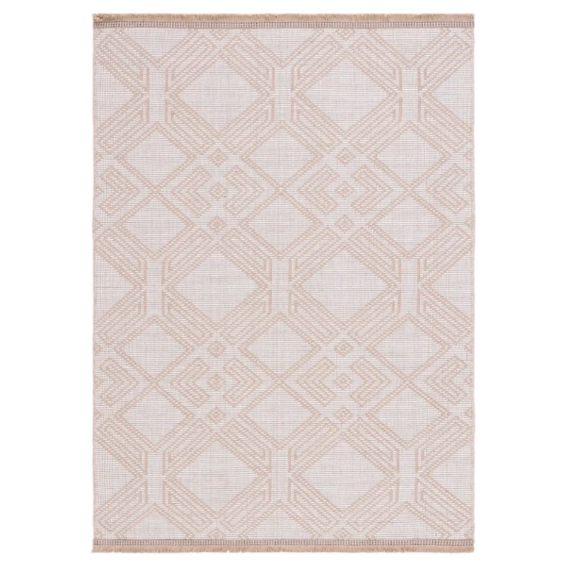 Ivory and Tan Jannica Geometric Area Rug