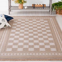 Natural and Ivory Esther Checkered Area Rug