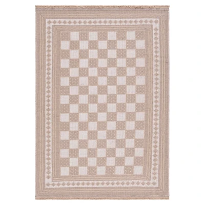 Natural and Ivory Esther Checkered Area Rug