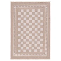 Natural and Ivory Esther Checkered Area Rug