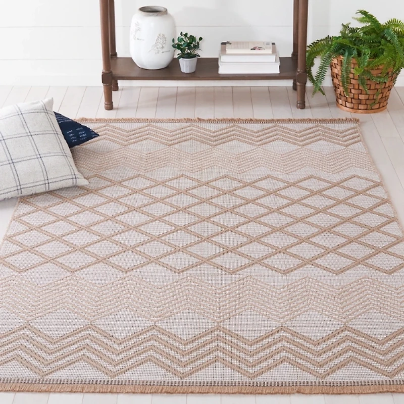 Natural and Ivory Samita Geometric Area Rug