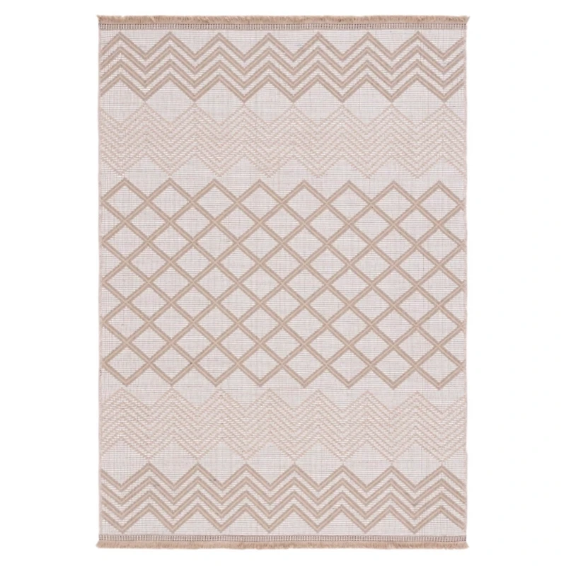 Natural and Ivory Samita Geometric Area Rug
