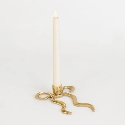 Gold Flat Bow Taper Candle Holder