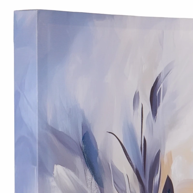 Blue Abstract Floral Canvas Art Print