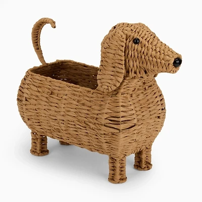 Dachshund Woven Hyacinth Basket