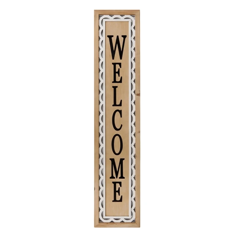 Welcome Scalloped Wood Porch Board
