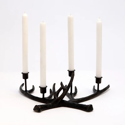 Black Deer Antler Taper Candle Holder Runner