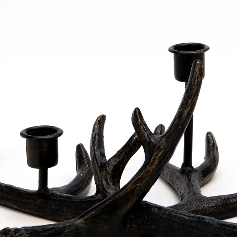 Black Deer Antler Taper Candle Holder Runner