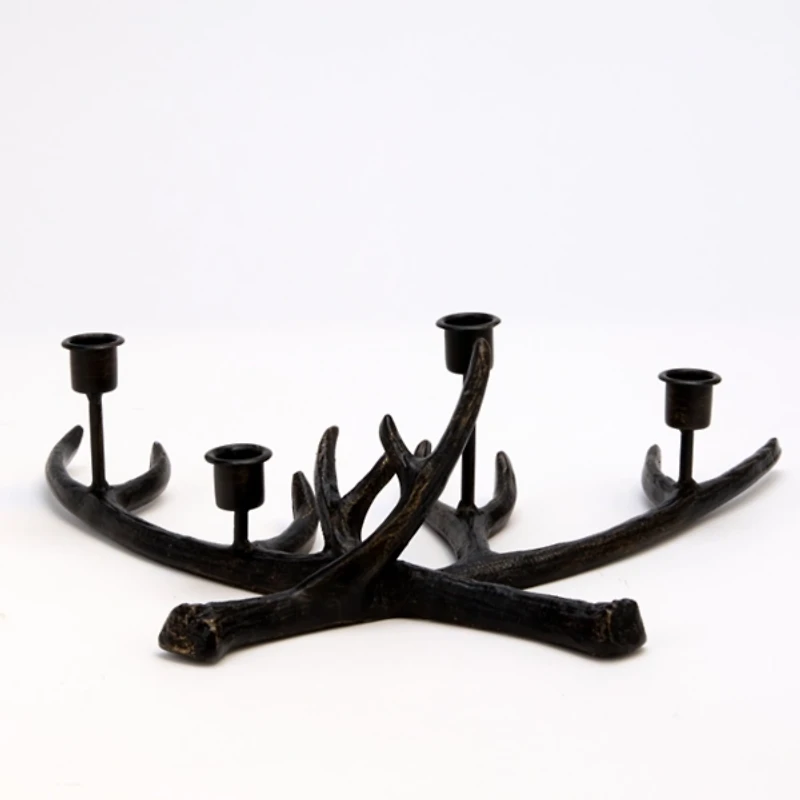 Black Deer Antler Taper Candle Holder Runner