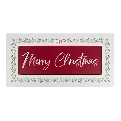 Merry Christmas Wreath Trim Wall Plaque