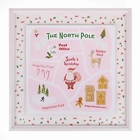 North Pole Map Framed Canvas Print