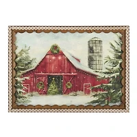 Red Barn Scalloped Framed Art Print