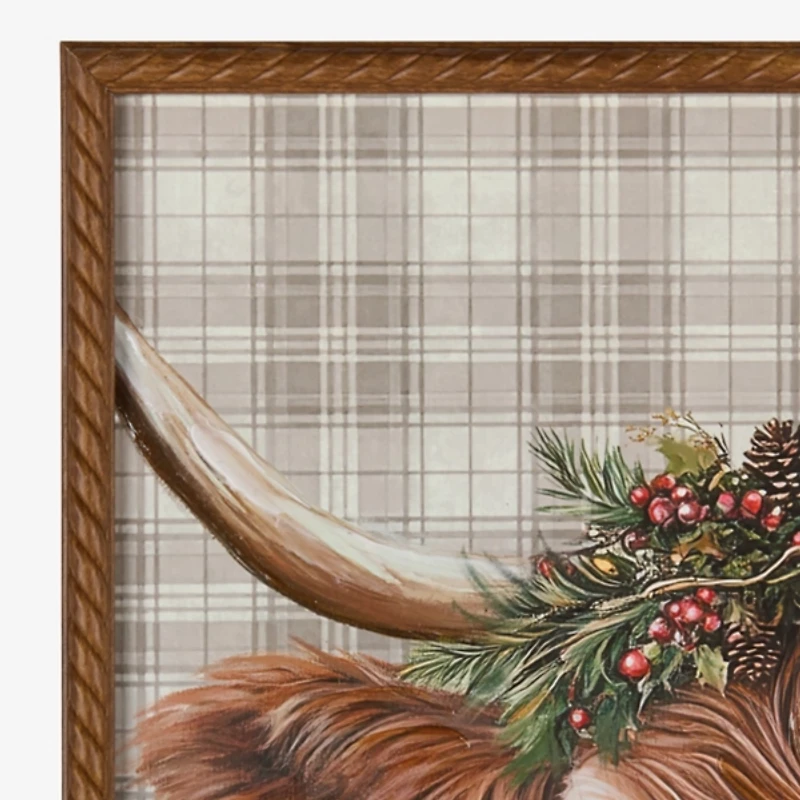 Theo the Cow Plaid Framed Art Print