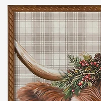Theo the Cow Plaid Framed Art Print