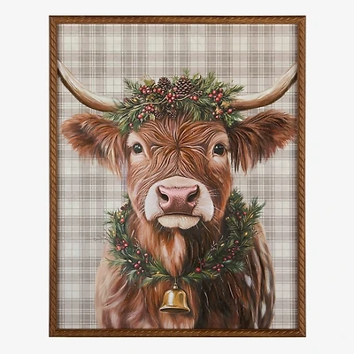 Theo the Cow Plaid Framed Art Print
