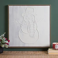 Stucco Snowman Framed Canvas Art Print