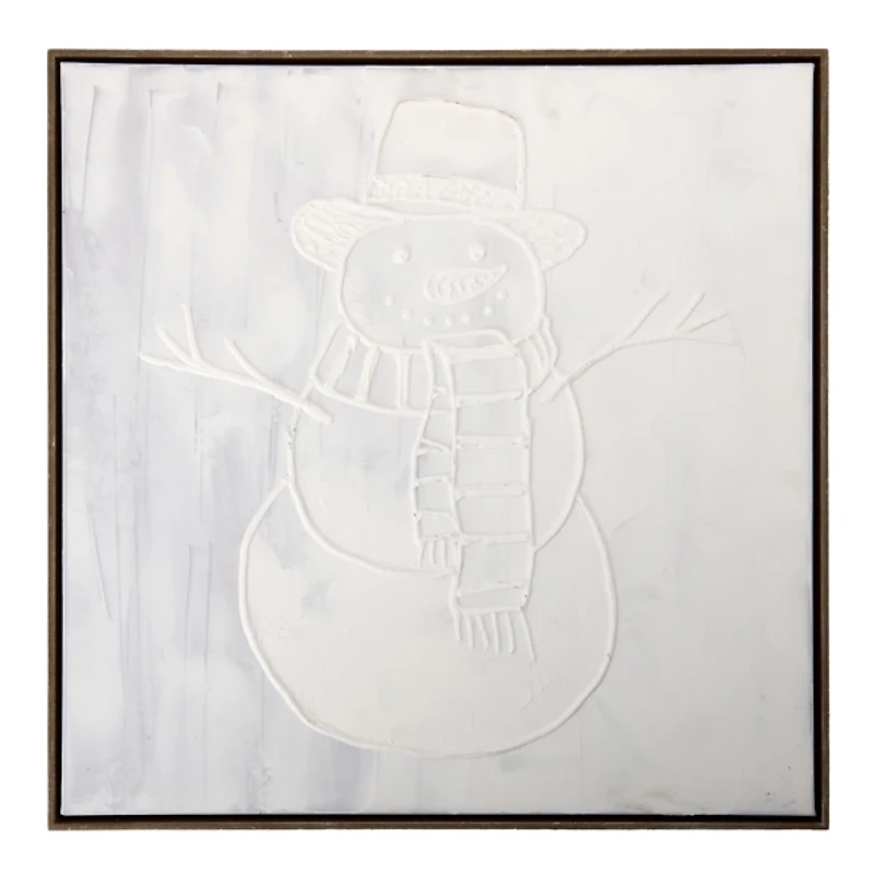 Stucco Snowman Framed Canvas Art Print