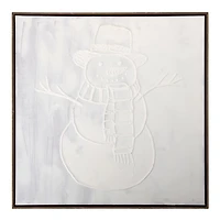 Stucco Snowman Framed Canvas Art Print