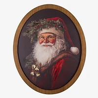 Oval Holly Santa Portrait Framed Art Print
