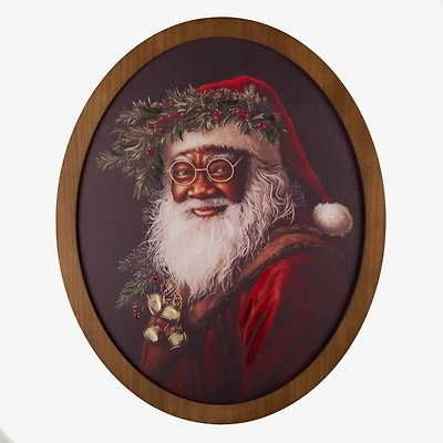 Oval Jolly Santa Portrait Framed Art Print