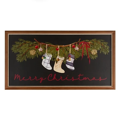 Merry Christmas Stocking Garland Wall Plaque