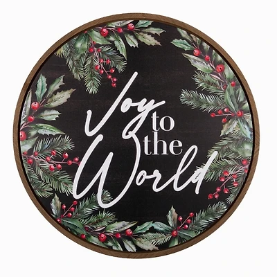 Joy to the World Round Framed Canvas Print