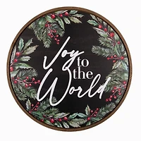 Joy to the World Round Framed Canvas Print