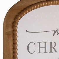 Merry Blue Bow Wreath Framed Canvas Print