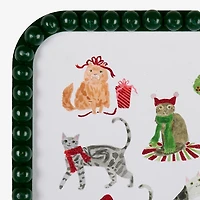 Festive Cheer Cats Beaded Framed Art Print