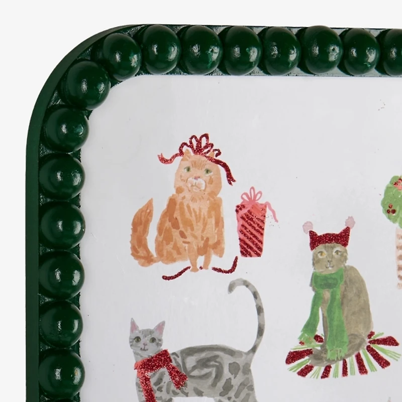 Festive Cheer Cats Beaded Framed Art Print