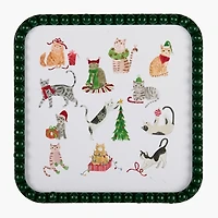 Festive Cheer Cats Beaded Framed Art Print