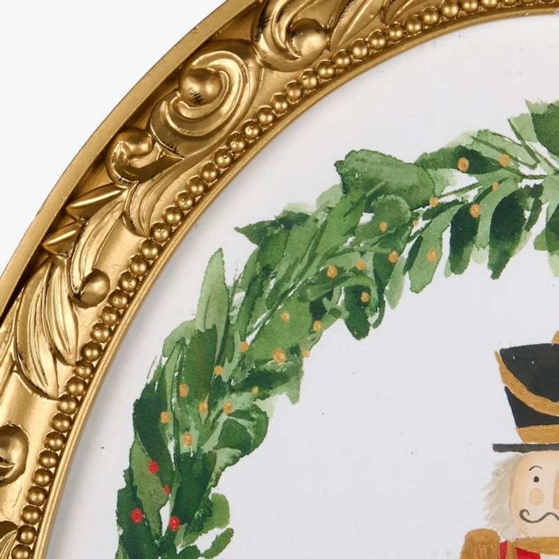 Nutcracker Wreath Oval Framed Art Print