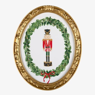 Nutcracker Wreath Oval Framed Art Print
