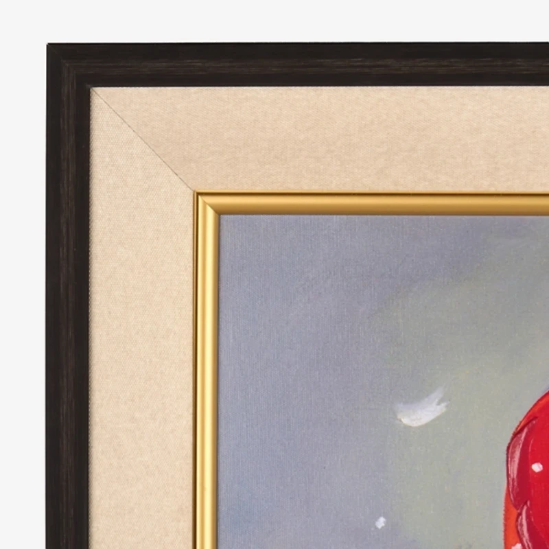 Holly Santa with Gift Framed Canvas Art Print