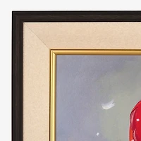 Holly Santa with Gift Framed Canvas Art Print