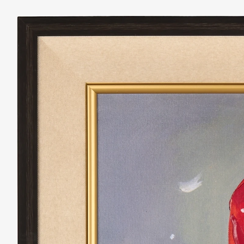 Jolly Santa with Gift Framed Canvas Art Print